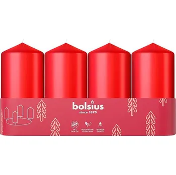 Svíčka Svíčka Bolsius Pillar Advent červená, 48x100mm, 4ks