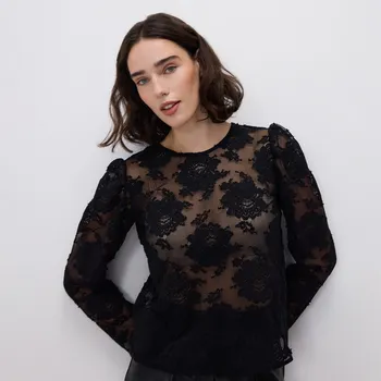 Reserved - Halenka s výšivkou - černý - 101IC-99X - 101IC-99X-XS