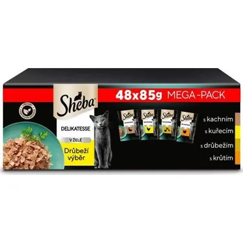 Krmivo pro kočku Sheba drůbeží výběr v želé pro dospělé kočky 48×85 g