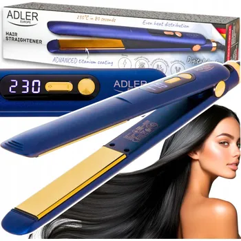 Žehlička na vlasy Žehlička Na Vlasy Adler s Ionizací a Regulací Teploty, Titanové Destičky