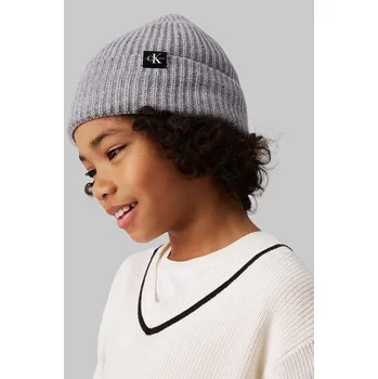 Čepice Dětská čepice Calvin Klein Jeans šedá barva, IU0IU00440 IU0IU00440.9BYH 90X, vel. 50/52