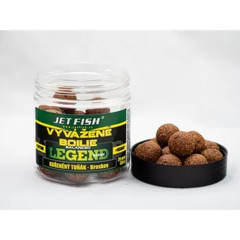 Boilies Vyvážené Boilie Jet Fish Legend Range Kořeněný tuňák - Broskev 250ml - 24 mm