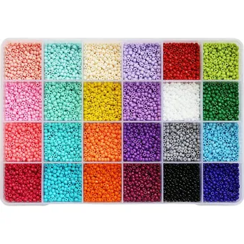 Dětské navlékací korálky Korálky skleněné drobné Seeds 3mm pro výrobu bižuterie náramků 7200ks