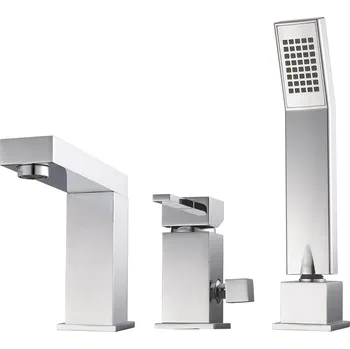 Vodovodní baterie Vanová baterie páková, montáž na okraj vany Hydroland Caro, stříbrná