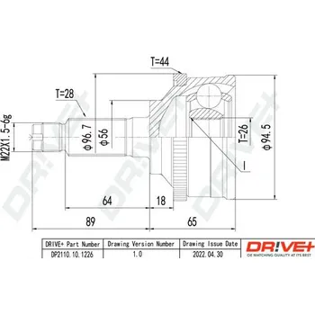Hřídel nápravy Sada kloubu hnacího hřídele DRIVE+ DP2110.10.1226