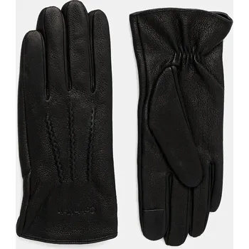 Rukavice Kožené rukavice Calvin Klein pánské, černá barva, LV04D8034G 99X, vel. M/L