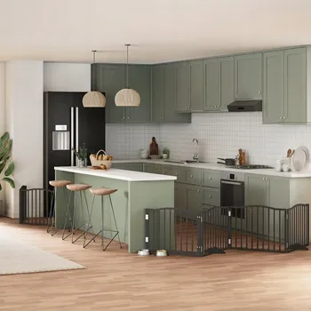 klec pro psa VidaXL Zábrana pro psy s dvířky skládací 8 panelů černá 640 cm topol