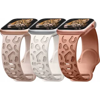 Ostatní příslušenství k chytrým hodinkám Sada 3 Silikonových Řemínků s leopardím vzorem pro Apple Watch Elegance 38mm