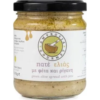 oliva Olivová pasta ze zelených oliv s fetou a oregánem 200g Amvrosia Gourmet