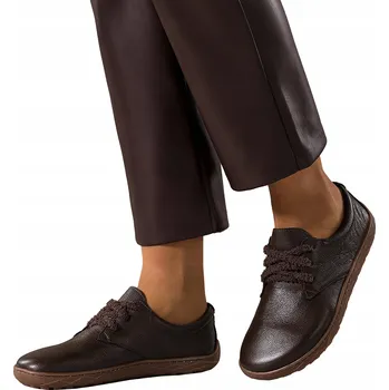 Dámské polobotky BAREFOOT boty Čokoládové Dámské KOŽENÉ Široké ELASTICKÉ Pohodlné vel. 40