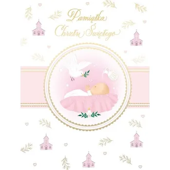 Obraz Přáníčko B6 ke křtu s kapsičkou, růžové