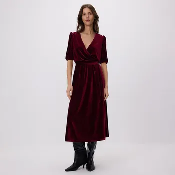 Dámské šaty Reserved - Velurové midi šaty - hnědá - 943GA-83X - 943GA-83X-XXL