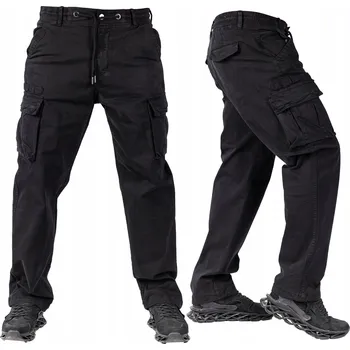 Pánské kalhoty KAPSÁČE PÁNSKÉ ČERNÉ ROVNÉ NOHAVICE HERRY vel.