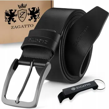 Opasek Pánský černý Kožený opasek s přezkou ke kalhotám široký 125 cm, kůže ZAGATTO