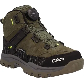 Dětská treková obuv Dětské kotníkové trekové boty CMP Kids Kiruna Mid Fitgo Fleece WP Olive-Acido 3Q57894-36EU 25/26