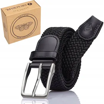 Opasek Černý pletený dámský pásek elastický pohodlný k džínám a chinos kalhotám