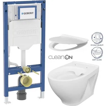 WC sada GEBERIT Duofix bez tlačítka + WC CERSANIT CLEANON MODUO + SEDÁTKO 111.300.00.6 MO1