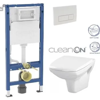 WC sada GEBERIT DuofixBasic s bílým tlačítkem DELTA51 + WC CERSANIT CLEANON CARINA + SEDÁTKO 458.103.00.2 51BI CA2
