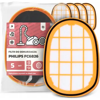 Filtr do vysavače 5x FILTR do VYSAVAČE Philips FC6826 Vzduchový Pěnový OMYVATELNÝ EM-W