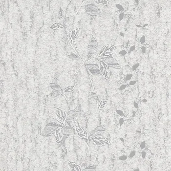 Tapeta Tapeta hrubá listy omítka šedá stříbrná omyvatelná
