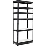 Policový regál Trestles RH 2200x1000x450, nosnost 2100 kg, 6 polic Barva: černá, Provedení police: bílá MDF 5 mm
