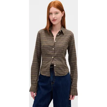 Dámská móda GAP flanelová crop košile GAP modrá | hnědá | kaki 3463779