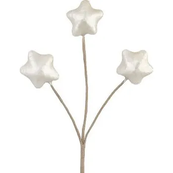 Vánoční dekorace MagicHome Vánoční větvička, hvězdy, bílá 8,5 cm