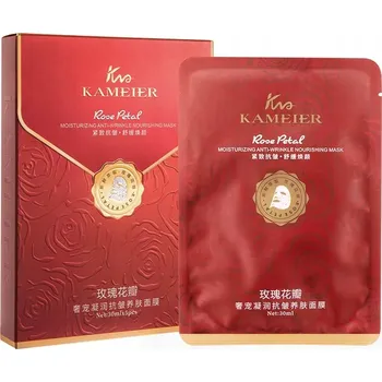 Pleťová maska KAMEIER Maska s okvětními lístky růží, hydratační a proti vráskám, 5 ks