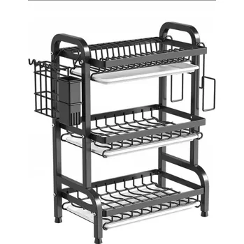 Odkapávač na nádobí ODKAPÁVAČ NA NÁDOBÍ TŘÍPATROVÝ 59,80x53x23,5cm ČERNÝ