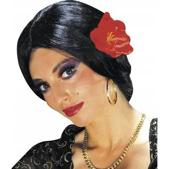 Karnevalová paruka Widmann paruka polodlouhé vlasy černá