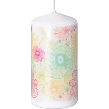 Svíčka Svíčka válec 60x120 mm Květy moderna