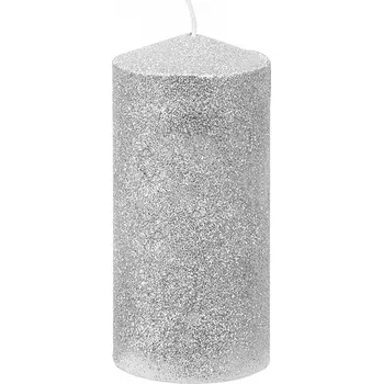 Svíčka Svíčka s glitry MagicHome stříbrná, 5,5x12cm