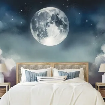 Tapeta Dovido Fototapeta noční obloha s měsícem a mraky