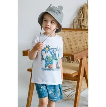 Klobouk Dětský lněný klobouk Jamiks TADI modrá barva, JLH063 TADI.le.Nak.gl.JLH063.K 95X, vel. 46