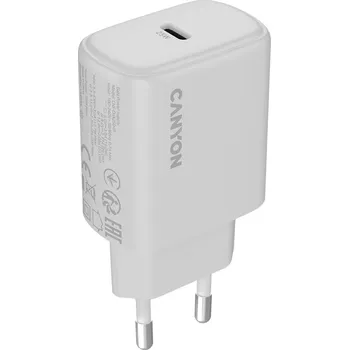 Síťová nabíječka 25W 1xPD EU Canyon OnCharge 250 bílá