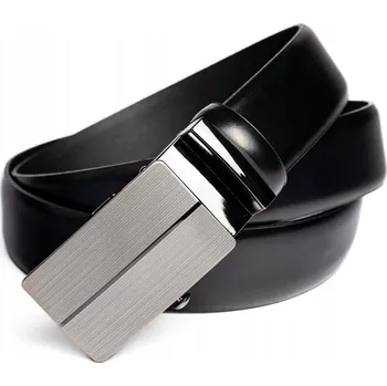 Opasek Kožený opasek pánský s automatickou plnou přezkou, polská výroba černý