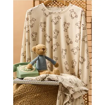 Dámské pyžamo Sinsay - Dvoudílné velurové pyžamo - krémová - 215GF-01X - 215GF-01X-M