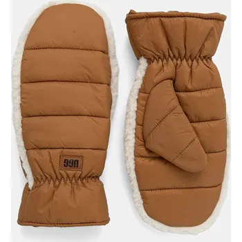 Rukavice Rukavice UGG W AW FLUFF MITTEN hnědá barva, 101019 82X, vel. L/XL