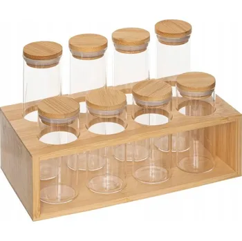 Dóza na potraviny SADA SKLENĚNÝCH NÁDOB NA KOŘENÍ 8 KUSŮ 80 ML 120 ML