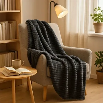 Prostěradlo FLANELOVÁ DEKA POLYESTER 160 X 130 CM ŠEDÁ