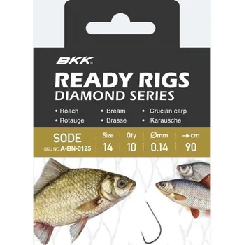 Rybářský háček Návazec BKK Ready Rig Diamond Sode GD 10ks - 14