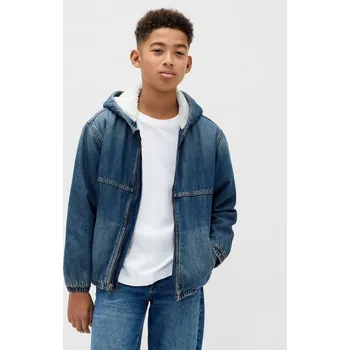 GAP Dětská zateplená sherpa džínová bunda - Kluci GAP modrá | bílá 3464194