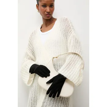 Rukavice Semišové rukavice Answear.LAB dámské, černá barva PLAIN.GLOVE.fh 99X, vel. M