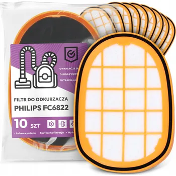 Filtr do vysavače 10x FILTR do VYSAVAČE Philips FC6822 Vzduchový Pěnový Silný FILTRY EM-W