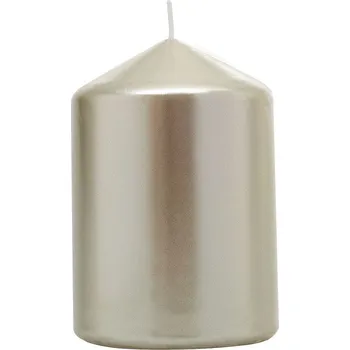 Svíčka Svíčka MagicHome válcová metalický efekt, šampaň, 7x10cm