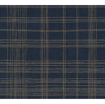 Tapeta MODERNÍ TAPETA TMAVĚ MODRÁ SE ZLATÝMI LINKAMI