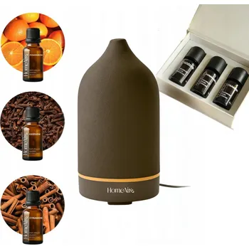 Aroma difuzér DIFUZÉR A 3 ESENCIÁLNÍ OLEJE DÁRKOVÁ SADA ŠEDÝ AROMATERAPIE