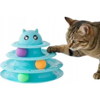 Hračka pro kočku Interaktivní hračka věž s míčky pro kočky aktivní zábava 3 patra