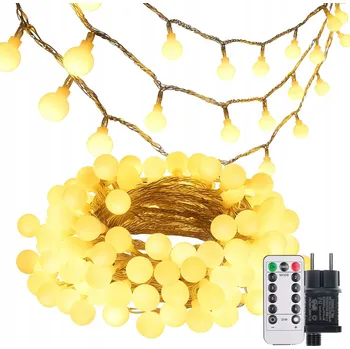 Vánoční dekorace VÁNOČNÍ OSVĚTLENÍ NA STROMEČEK KOULE 100LED VENKOVNÍ VNITŘNÍ BÍLÁ TEPLÁ POHÁDKOVÁ 15M