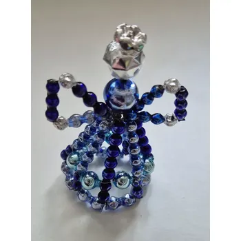 Vánoce Vánoční ozdoba andílek - modrá (vánoční ozdoby z dutých perlí)